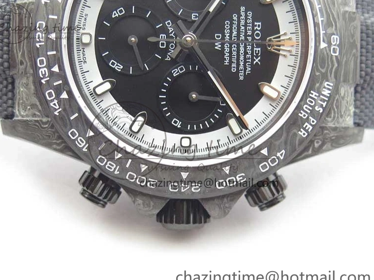 0601 Daytona DIW Carbon OMF Best Edition Black White Dial on Black Nylon Strap A OnTrend 2843